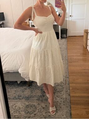 Madewell Eyelet Tie-Shoulder Midi Dress